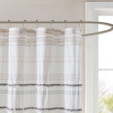 INK+IVY Nea Modern/Contemporary Cotton Printed Shower Curtain with Trims II70-1120 Off White/Gray