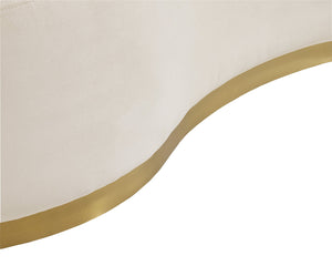 Sunpan Cassey Bench – Contemporary Curved Design with Gold Stainless Steel Base for Stunning Home Appeal Casablanca Cloud