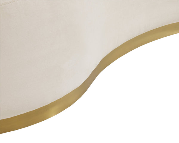 Sunpan Cassey Bench – Contemporary Curved Design with Gold Stainless Steel Base for Stunning Home Appeal Casablanca Cloud