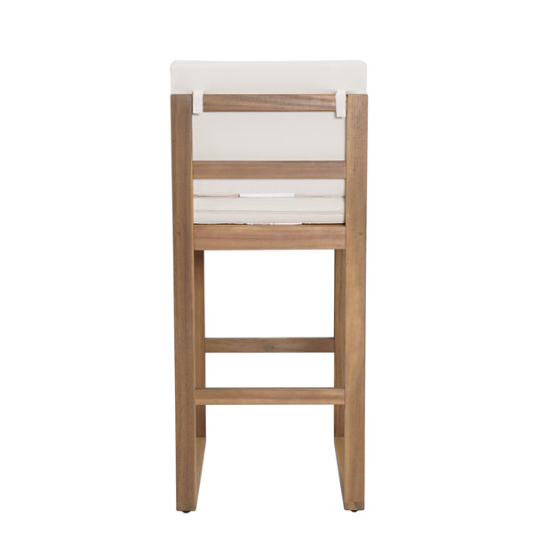 English Elm Christopher Knight Home® - Outdoor Acacia Wood Barstool set brings rustic-modern charm, durable solid wood, water-resistant cushions, easy assembly Light beige,Light Brown 43 L x 24.25 W x 11.5 H N776P285374L