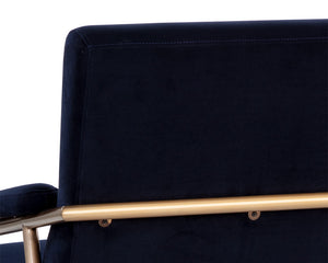 Sunpan Tutti Lounge Chair - Elegant Mid-Century Design with Clean Lines and Antique Brass Stainless Steel Frame Abbington Navy