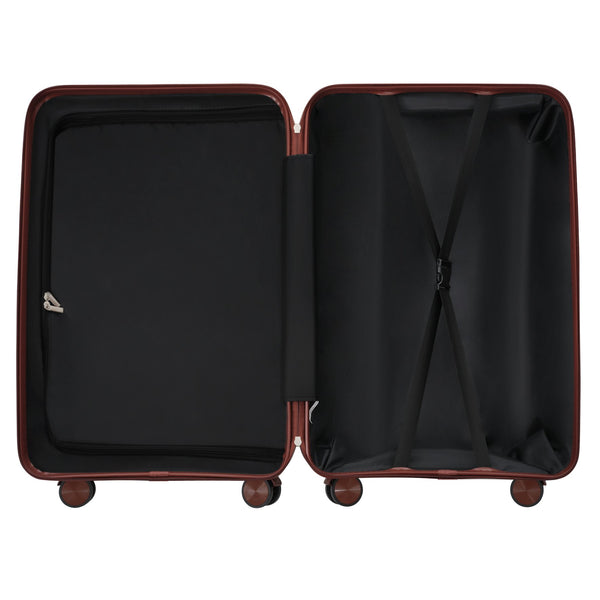 English Elm Premium Polypropylene Hard Shell Luggage Set Three Piece with Tsa Locks Spinner Wheels Black+Brown N726P460073B