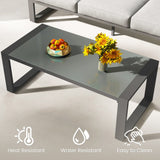 English Elm Coffee Table - Powder-Coated Aluminum and Glass Lightweight Table- Versatile Use- Rectangular - Gray