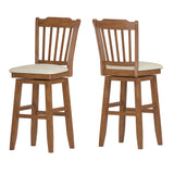 Homelegance By Top-Line Juliette Slat Back Bar Height Wood Swivel Bar Stool Oak Rubberwood