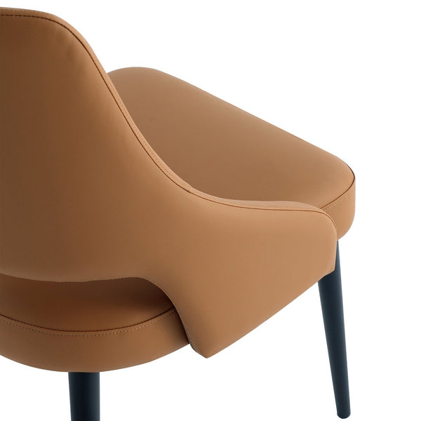 English Elm Tremont Metal Vegan Leather Dining Chair - Modern Saddle Brown Comfort With Durable Steel Frame B365P397718-GIGA