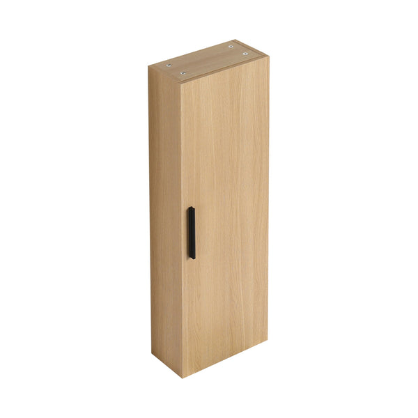 English Elm 12" Wall-mounted Oak Plywood Bathroom Linen Cabinet Slim Floating Single Door Storage W3450P440605