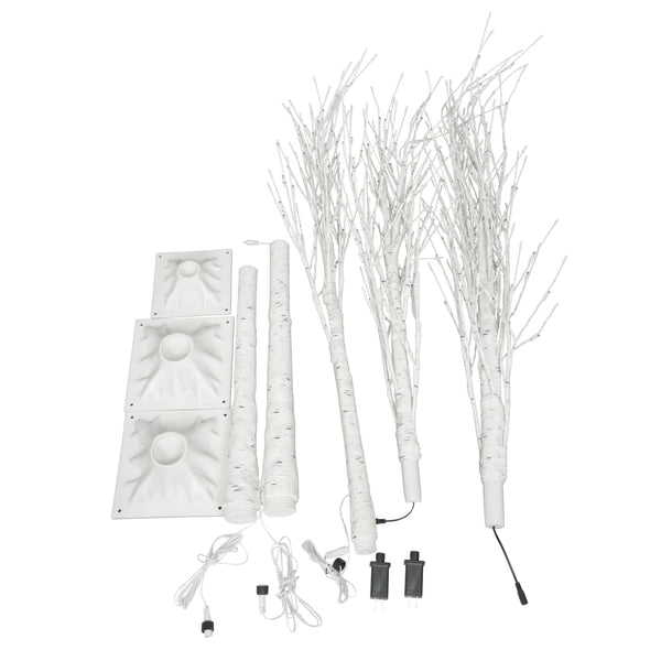 English Elm Set of Lighted Birch Tree with 216 Warm White LEDs, 3-Sizes 4/5/6FT, Indoor/Outdoor Romantic Decor N710P181843Y