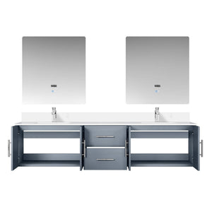 English Elm Dark Grey Double Bath Vanity 80" W x 22" D with Cultured Marble Top, Chrome Faucet, 30" LED Mirrors B2731S01099