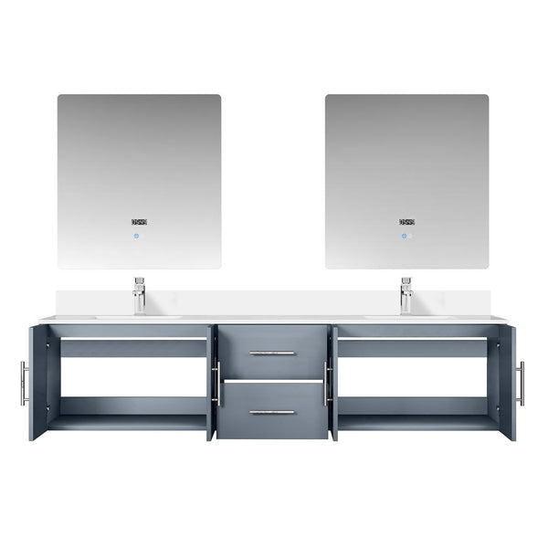 English Elm Dark Grey Double Bath Vanity 80" W x 22" D with Cultured Marble Top, Chrome Faucet, 30" LED Mirrors B2731S01099