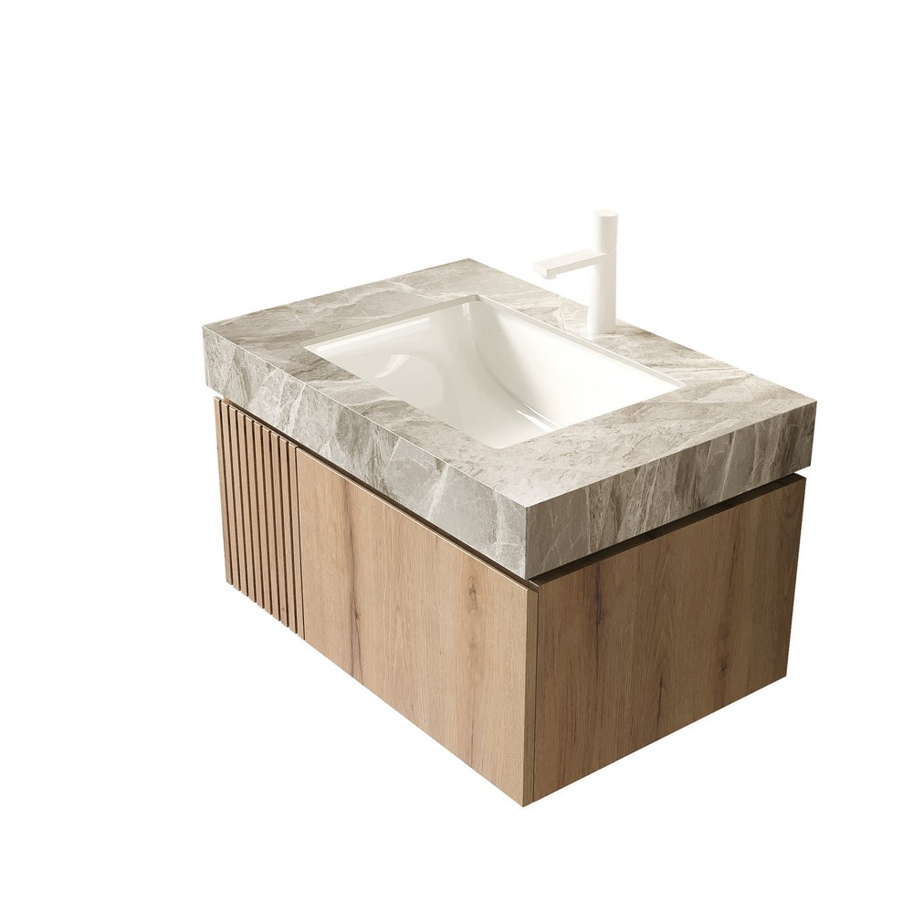 English Elm 30" Muri White Oak Plywood Vanity Cabinet Soft Close Doors Scandinavian Bathroom W2615P357187