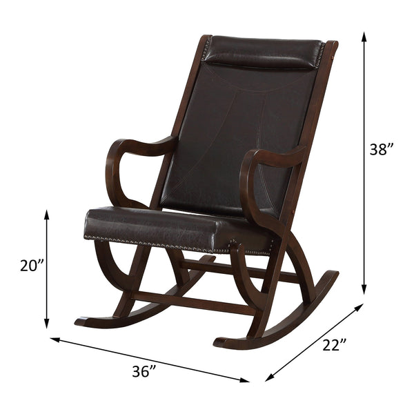 English Elm Espresso Tight-Back Rocking Chair with Walnut Arms, Nail-Head Trim, Full Foam Seat for Cozy Relaxation B062P191068