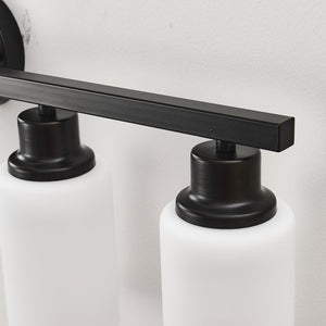 English Elm Wall Vanity Light Eight Bulb Matte Black Metal Glass Shade Modern Bathroom Fixture W5008P389870