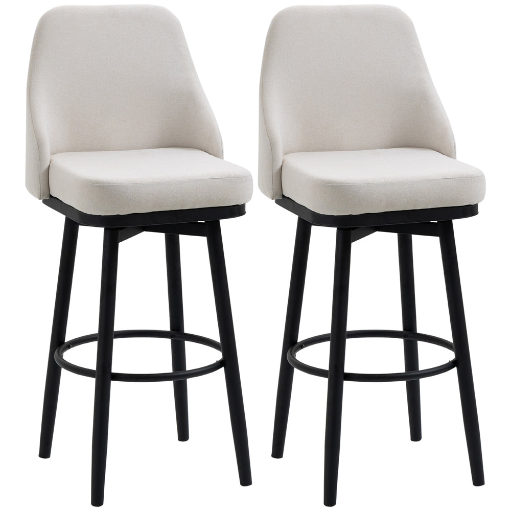 English Elm Homcom Swivel Barstools Set of 2 Foam Padded Linen Seats with Steel Frame W2225P229722