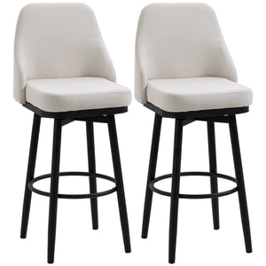 English Elm Homcom Swivel Barstools Set of 2 Foam Padded Linen Seats with Steel Frame W2225P229722