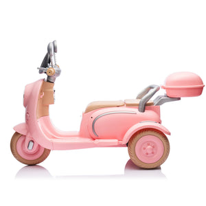 English Elm 12v Dual Motor Two Seater Kids Electric Ride on Motorcycle with Bluetooth Led and Trunk Pink W1578P268012