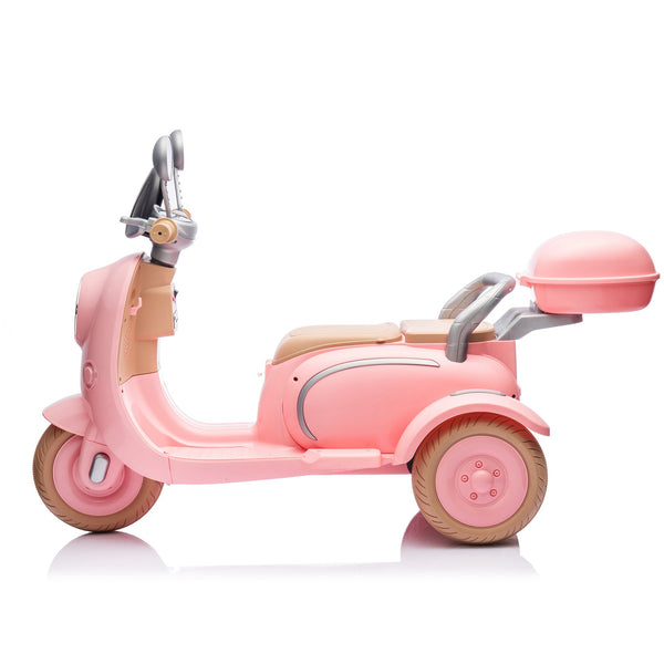 English Elm 12v Dual Motor Two Seater Kids Electric Ride on Motorcycle with Bluetooth Led and Trunk Pink W1578P268012