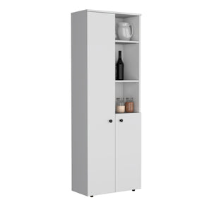 English Elm Riner 67" Tall White Pantry Cabinet with 5-Tier Shelves, 2 Doors, Durable Engineered Wood Design B097P199734