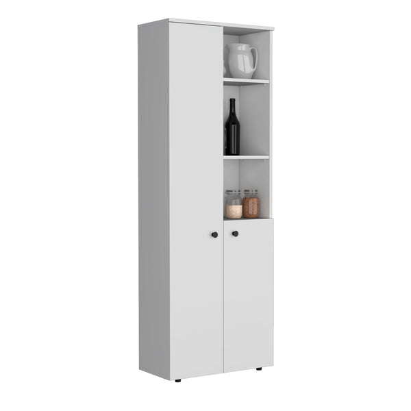 English Elm Riner 67" Tall White Pantry Cabinet with 5-Tier Shelves, 2 Doors, Durable Engineered Wood Design B097P199734