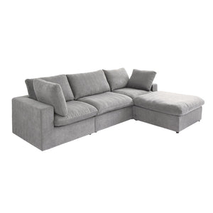 English Elm Sky Cloud Sectional Sofa - 120-Inch Washable Linen L-Shaped 4-Seater With Storage Ottoman & Comfort B341S00003-GIGA