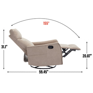 English Elm Heat Massage Rocker Recliner with Swivel Base and Vibrating Nodes for Living Room W1803P251886