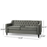 Christopher Knight Home® - Noble House - Knouff Modern Glam Tufted Velvet 3 Seater Sofa