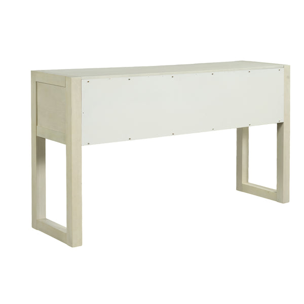 English Elm [video] Art Deco Console Table Geometric Carved Fronts Fluted Legs 3 Soft-close Drawers Natural N759P433572N