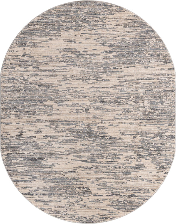 Unique Loom Oasis Water Machine Made Abstract Rug Gray, Ivory/Beige/Blue/Navy Blue 8' 0" x 10' 0"