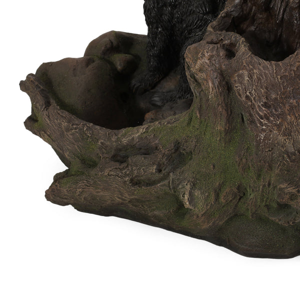 English Elm Christopher Knight Home® - 22.0" Weather-Resistant DATONA Fountain with Bears on Log, Underwater Lights & Pump for Patio Serenity 71778.00LBLK