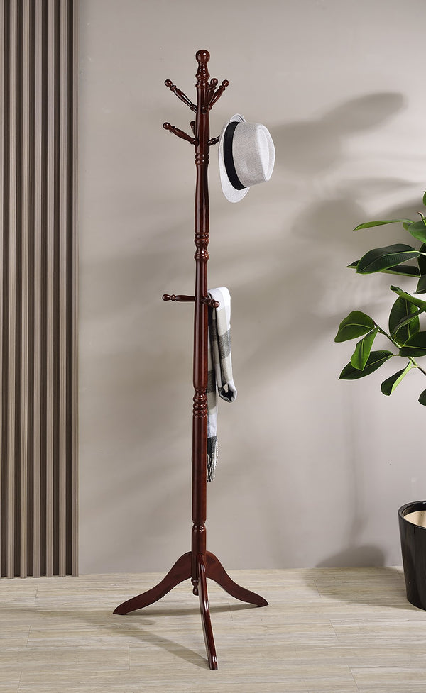 English Elm 71.5" Tall Wooden Standing Coat Rack Swivel with 9 Pegs Durable Laminate Finish for Entryway Storage Cherry B072P222469