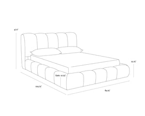 Sunpan OLENA Bed - Plush Modern Design in Meg Ash Fabric with Elegant Channeling and Easy Setup Features Grey 112527