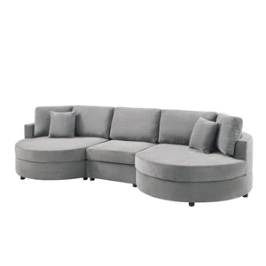 English Elm Christopher Knight Home® - 3-seater Curved Chenille Sofa with Plush 7.5" Seat Cushions and Two Pillows for Stylish Living DARK GREY N763S000020R