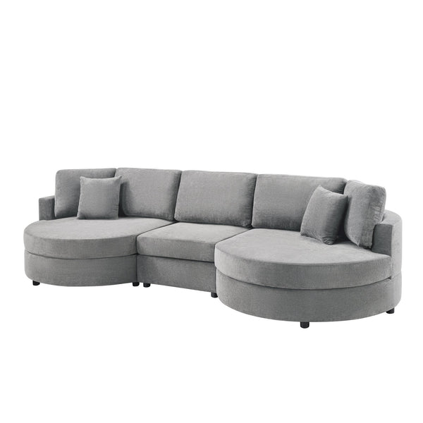 English Elm Christopher Knight Home® - 3-seater Curved Chenille Sofa with Plush 7.5" Seat Cushions and Two Pillows for Stylish Living DARK GREY N763S000020R
