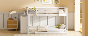 English Elm Full Over Bunk Bed with Four Drawers Three Shelves Pine and Mdf Kids Frame White LT000267AAK-1