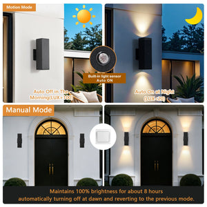 English Elm Outdoor Matte Black Square Sconce Set with Dusk to Dawn Sensor for Porch or Garage W1340P449839