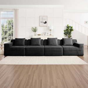 English Elm Modular 4-Seat Boneless Sofa – Cloud Sectional Couch In Black Corduroy For Ultimate Comfort & Style W3041S00327