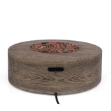 Christopher Knight Home® - Noble House - Senoia Outdoor 50,000 Btu Lightweight Concrete Circular Fire Pit (No Tank Holder), Brown Wood Pattern