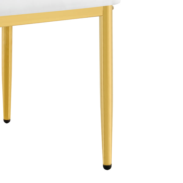 English Elm Table and Chair Set Marble Glass Top Gold Legs Modern Dining for Small Spaces W1151S04637