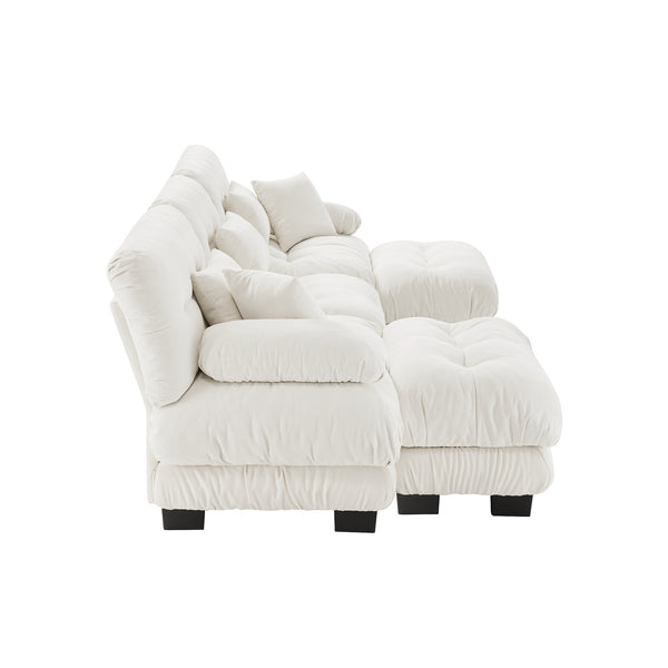 English Elm Luxury Modular U-Shaped Sectional Sofa - Oversized Cloud Couch With Ottomans For Stylish Living Spaces W714S01003