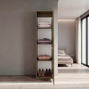 English Elm Deftones Tall Narrow Wenge Cabinet Four Shelves Slim Floor to Ceiling Bedroom Storage B128P485415