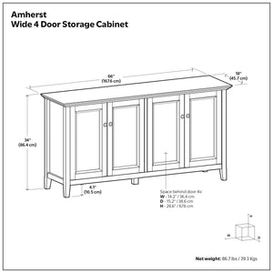 English Elm Amherst Shaker Pine Sideboard Wide Four Door Storage Cabinet for Dining Hallway Black B136P481646
