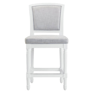 English Elm 26" Counter Stool Weathered Frame Woven Upholstery Turned Legs Kitchen Island Seating White B2751P436454