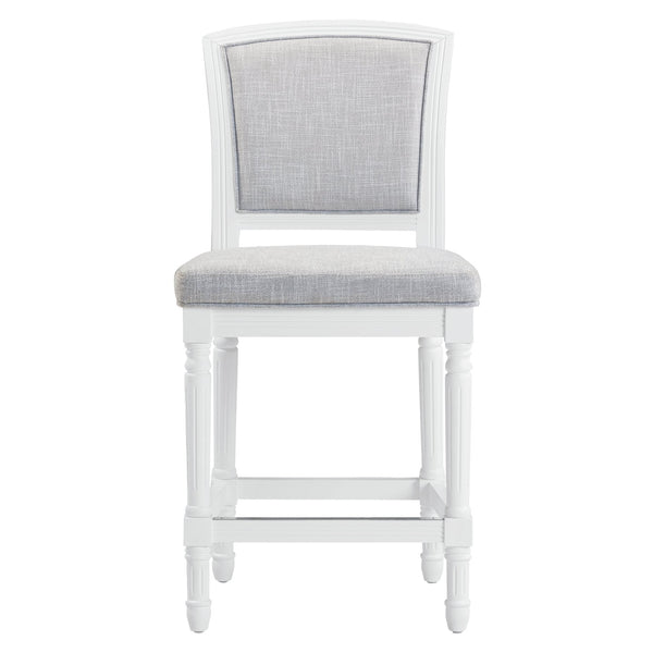 English Elm 26" Counter Stool Weathered Frame Woven Upholstery Turned Legs Kitchen Island Seating White B2751P436454