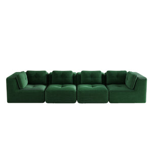 English Elm Modern Corduroy Tufted Modular Sectional with Deep Seating and Anti-slip Base Green W714S01798