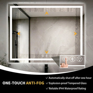 English Elm 48" X 40" Led Vanity Mirror Dual Front Back Lighting Dimmable Anti-fog Bathroom W1920P493142