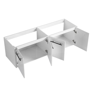 English Elm 60 Inch Wall-Mounted Bathroom Vanity With Double Black Resin Sink & Soft-Close Doors For Style W999S00253