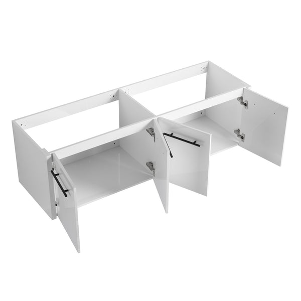 English Elm 60 Inch Wall-Mounted Bathroom Vanity With Double Black Resin Sink & Soft-Close Doors For Style W999S00253