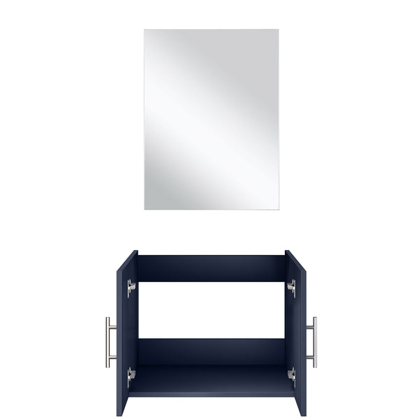 English Elm Navy Blue Single Bath Vanity Set With Mirror - Compact, Stylish, Durable, Perfect For Small Spaces! B2731S00531