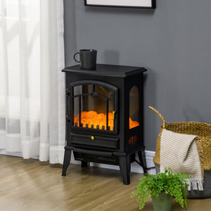 English Elm Homcom Electric Fireplace Stove - 22" Freestanding Heater With 3-Sided Flame, Adjustable Heat & Safety W2225P229702