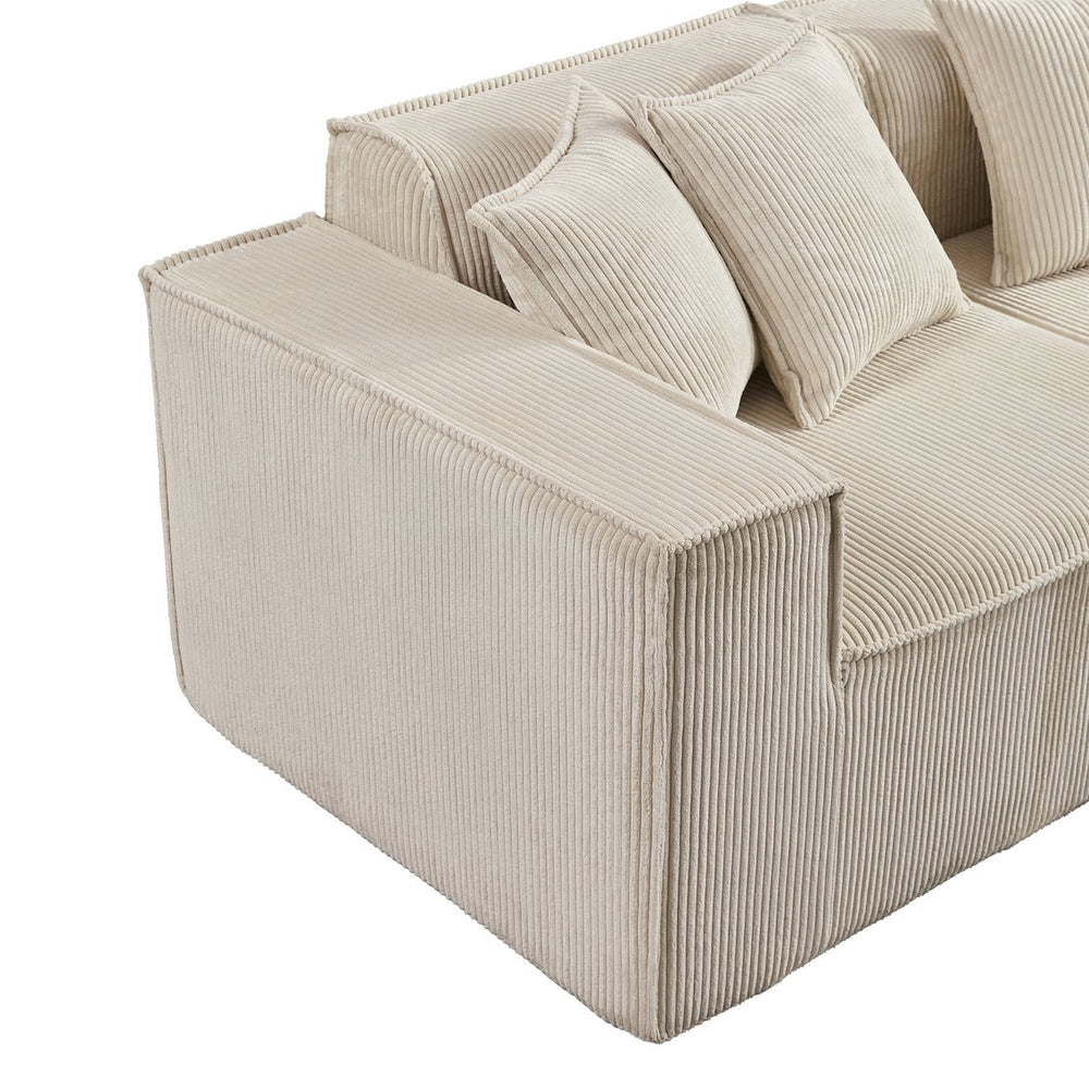 English Elm 78.74" Modular Sectional Sofa with Corduroy Upholstery, High-Density Foam Comfort, Modern Compact Couch W1036S00061
