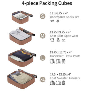 English Elm 4 Piece Abs Hard Shell Luggage Set with Spinner Wheels Tsa Lock and Packing Cubes Khaki PP313145AAM